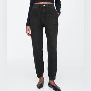 Gap High Rise Denim Girlfriend Utility Joggers size xxl